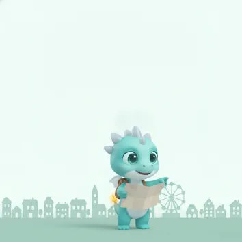 Blauer Drache Loki spielt ein Xylophon